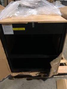 HUSKY Extra Wide Utility Cart with Wooden Top in Black (28 in. W x 37.5 in. H x 21.5 in. D)   Customer Returns See Pictures