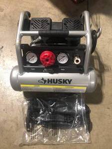 Husky 1 Gal. Portable Electric-Powered Silent Air Compressor Customer Returns See Pictures