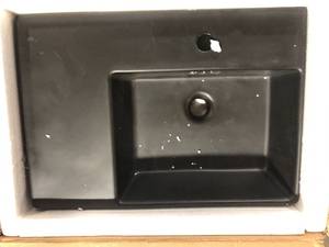 Swiss Madison St. Tropez 24 in. x 18 in. Matte Black Ceramic Wall Hung Vessel Sink with Right Side Faucet Mount Customer Returns See Pictures