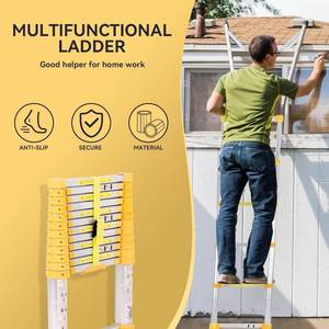lot 1 image: Feete 12.5 Foot Aluminum Telescopic Ladder