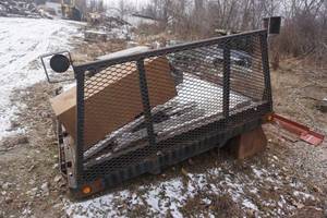 10 Flatbed Truck Box With Frame Mount 5th Wheel Hitch, Tires, & Under Bed Mount Tool Boxes