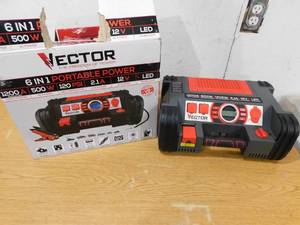 VECTOR 1200 Peak Amp Automotive Jump Starter, Portable Power  10W USB Port, 500W Inverter, 120 PSI Air Compressor
