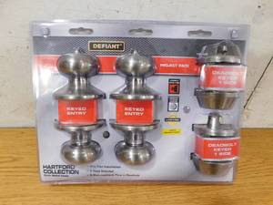 New - Defiant BGX2L1BD Hartford Satin Nickel Single Cylinder Keyed Entry Project Pack