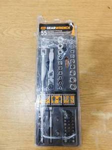 GEARWRENCH 14 in. Drive 6-Point SAEMetric Slim Flex-Head Ratchet and Socket Mechanics Tool Set (55-Piece)