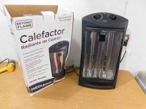 1500-Watt Black Electric Tower Quartz Infrared Space Heater with Thermostat