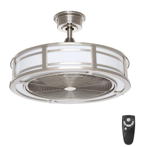 lot 11 image: HOME DECORATORS COLLECTION Brette II 23 in. LED IndoorOutdoor Brushed Nickel Ceiling Fan with Light and Remote Control