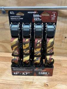 lot 49 image: KEEPER Cam Buckle Tie-Down - 12ft (4 PACK)