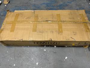 lot 110 image: TENNOZU Solid Wood 48 Modern French Country Farmhouse Style Curved Leg Table - DAMAGED
