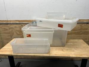 lot 9 image: Lot of 5 Clear Plastic Bins