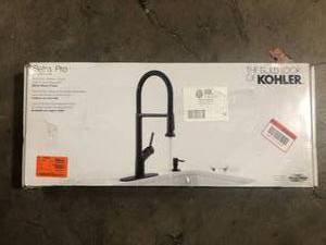 KOHLER Setra Single-Handle Semi-Professional Kitchen Sink Faucet with Soap Dispenser in Matte Black  Customer Returns See Pictures