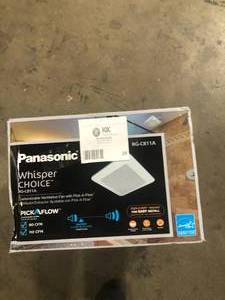 Panasonic Whisper Choice DC Pick-A-Flow 80110 CFM Ceiling Bathroom Exhaust Fan with Flex-Z Fast Bracket  Customer Returns See Pictures