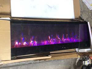 Home Decorators Collection 60 in. W View Wall Mount Electric Fireplace in Black   Customer Returns See Pictures