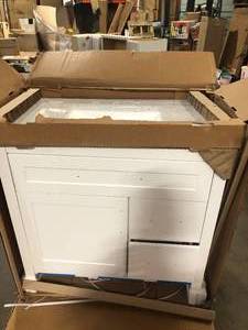 Home Decorators Collection Clady 36 in. W x 19 in. D x 35 in. H Single Sink Freestanding Bath Vanity in White with Silver Ash Cultured Marble TopCustomer Returns See Pictures