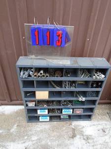 24 x 24 36 space hardware organizer with contents. As shown.