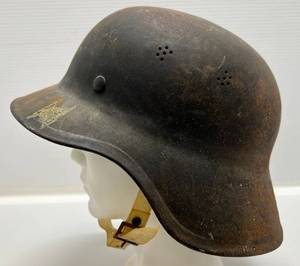 WWII German Late War M-38 1 Piece Luftschutz Helmet With Liner