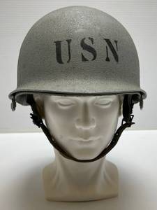 WWII U.S. Navy U.S.N. Stenciled M-1 Helmet With Liner Helmet