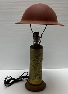 WWI Trench Art Lamp  Battle Of Verdun  With Helmet Shade (VERY COOL)