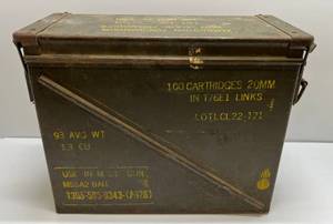 Large Vintage Ammo Box For Cannon Ammunition For M-61 Gun 14 12T x 19 W x 8D