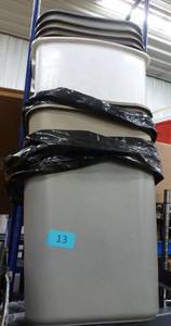Stack of office waste baskets
