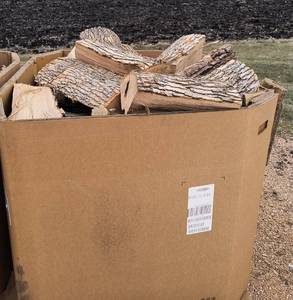 Pallet  gaylord box full of split firewood