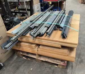 Huge Lot of Shelving - 8 pallets - steel frame, wood shelf