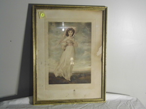 lot 4 image: Vintage Framed 15x20 Thomas Lawrence Rare Pinkie Painting Portrait