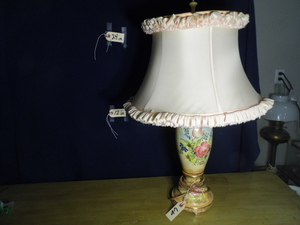lot 66 image: FLORAL PAINTED ELECTRIFIED LAMP