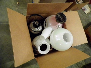 lot 104 image: Box full of misc. lamp pieces