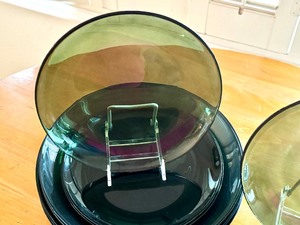 lot 22 image: Olive Green Glass Plates