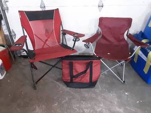 lot 25 image: 2 folding camp chairs and a cooler