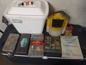 lot 38 image: Tackle Boxes With Contents & Other Fishing Related