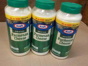 lot 104 image: 3 x 24 oz Kraft Grated Parmesan Cheese best date 012924