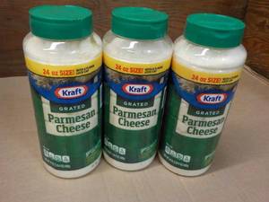 lot 106 image: 3 x 24 oz Kraft Grated Parmesan Cheese best date 012924