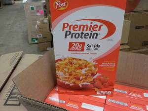 lot 116 image: 2 x 8 x 9 oz boxes Post Premier Protein Mixed Berry Almond Cereal Best by 082023