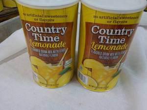 lot 133 image: 2 x 5 lb. 2.5 oz cans Country Time Lemonade Mix best date 122025
