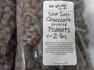 lot 195 image: 2 x 2 lb. Bags Sea Salt Chocolate Covered Peanuts Best By 05022024