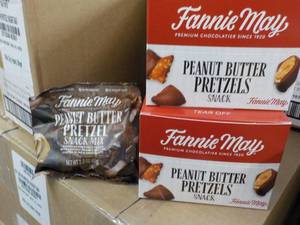 lot 230 image: 2 x 6 x 2.3 oz Bags Fannie May Peanut Butter Pretzels Snacks Best By 12152022