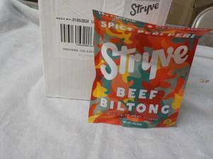 lot 275 image: 12 x 2.25oz bags Stryve Beef Biltong Air- dried beef slices best date 010524