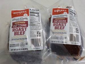 lot 343 image: E 2 x 32 oz Hormel Top Round Roast Frozen Beef