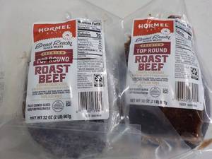 lot 344 image: E 2 x 32 oz Hormel Top Round Roast Frozen Beef