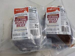 lot 346 image: E 2 x 32 oz Hormel Top Round Roast Frozen Beef