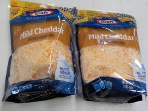 lot 350 image: F 2 x 16 oz Kraft Frozen Mild Cheddar Shredded Cheese