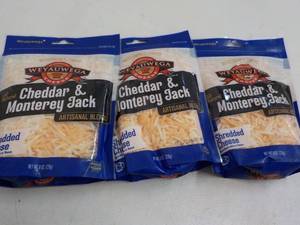 lot 353 image: F 3 x 8 oz Frozen Bags Weyauwega Shredded Cheddar and Monterey Jack Cheese