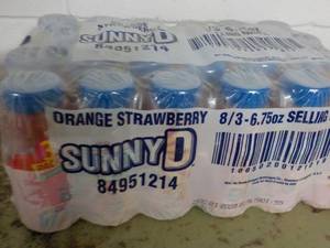 lot 379 image: 24 pack Sunny D OrangeStrawberry 6.75 oz Bottles Best by 12212023