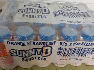 lot 383 image: 24 pack Sunny D OrangeStrawberry 6.75 oz Bottles Best by 12212023
