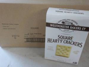 lot 384 image: 12 x 6 oz Boxes Square Hearty Crackers Westminster Bakers Co. Best by 12212023