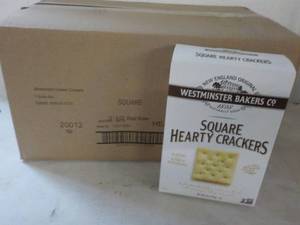 lot 385 image: 12 x 6 oz Boxes Square Hearty Crackers Westminster Bakers Co. Best by 12212023