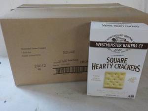 lot 386 image: 12 x 6 oz Boxes Square Hearty Crackers Westminster Bakers Co. Best by 12212023
