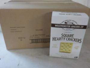 lot 388 image: 12 x 6 oz Boxes Square Hearty Crackers Westminster Bakers Co. Best by 12212023