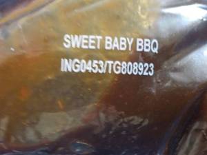 lot 390 image: Case of 8 x 96 oz bags Sweet Baby BBQ Refrigerated Sauce